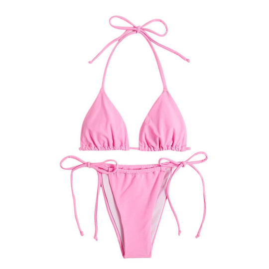 Damen Triangel-Bikini-Set mit verstellbaren Bändern und femininen Akzenten EB