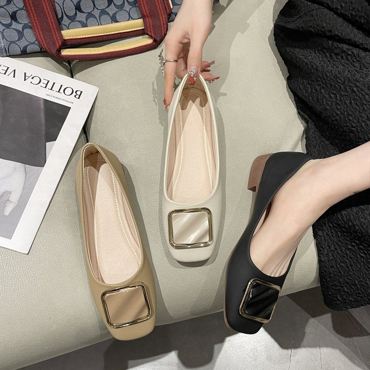 Damen elegante Ballerinas mit dekorativem Schnallen-Detail EB