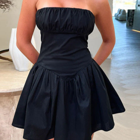 Damen Trägerloses Minikleid mit voluminösem Rock und elastischem Bustier EB