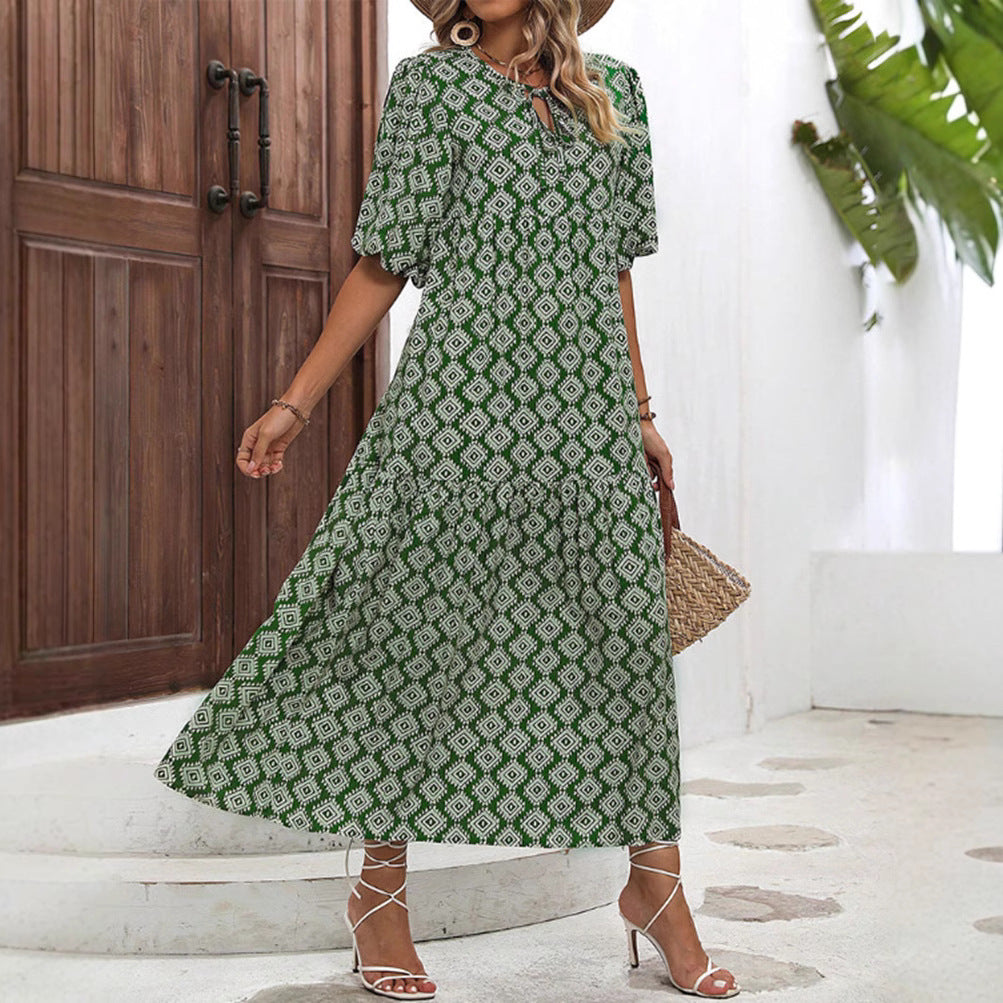 Damen Freizeit Maxikleid mit einzigartigem Mustermix Heidi-Mode