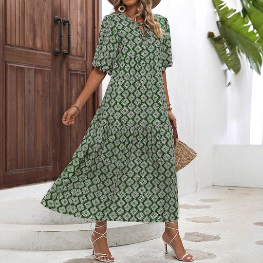 Damen Freizeit Maxikleid mit einzigartigem Mustermix Heidi-Mode