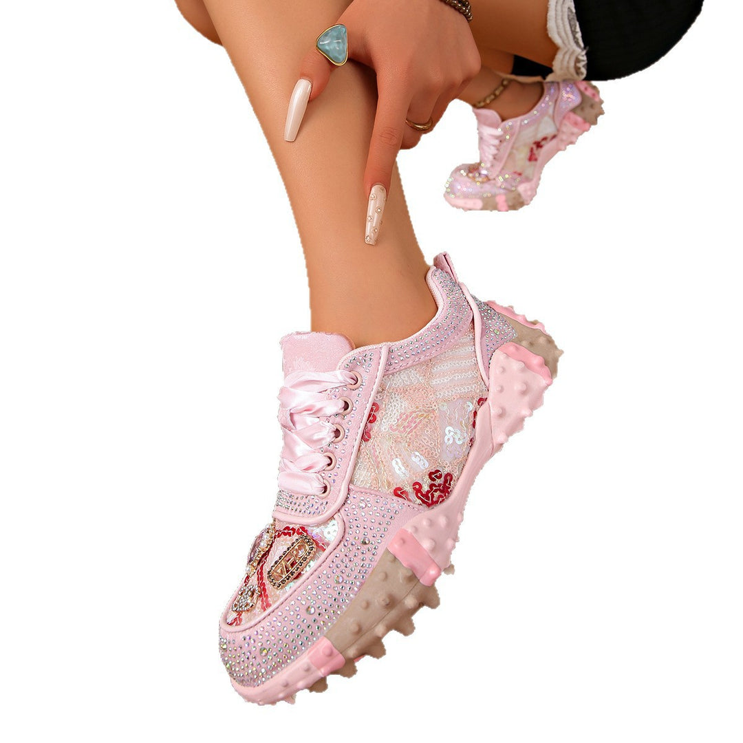 Damen Sportliche Sneaker mit strassverzierten Akzenten EB