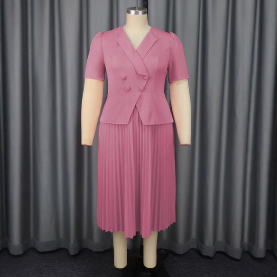 Damen elegantes Blazer-Kleid mit plissiertem Rock EB