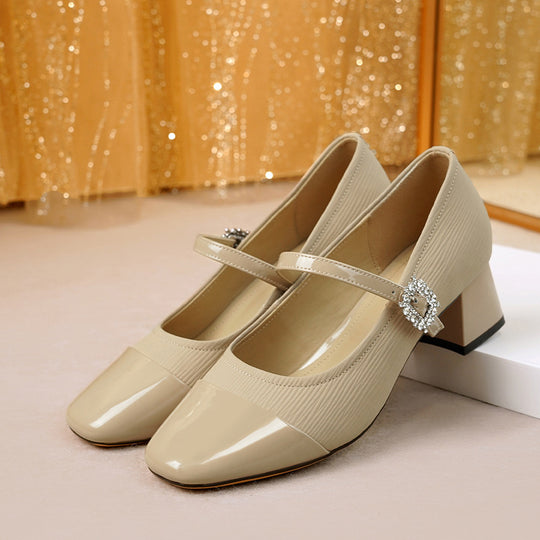 Damen Mary Jane Pumps mit eleganter Schnalle und komfortablem Blockabsatz EB