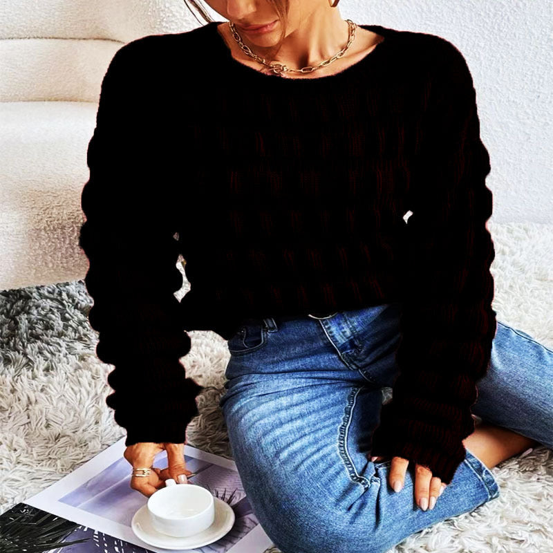 Damen Strickpullover mit modernen Rastermuster EB