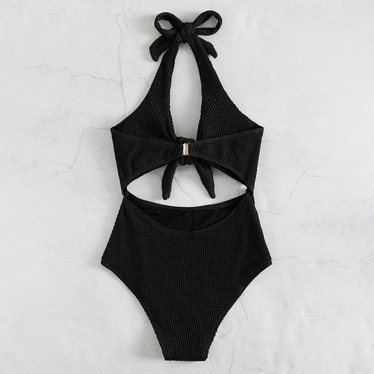Damen Cut-Out Einteiler Badeanzug mit Knoten-Detail EB