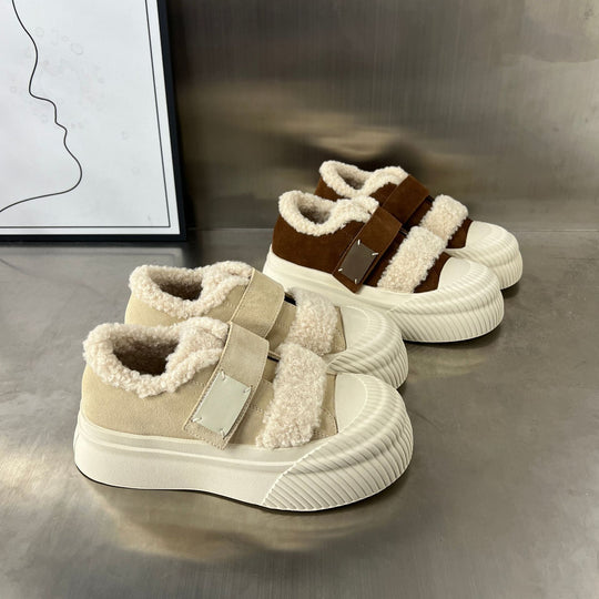 Damen Chunky Sneakers mit warmem Futter und praktischem Klettverschluss EB