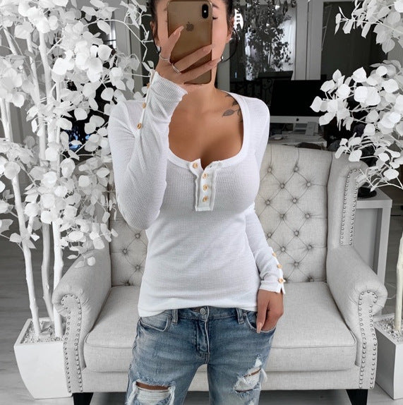 Damen Langarmshirt mit eleganten Knopfdetails EB