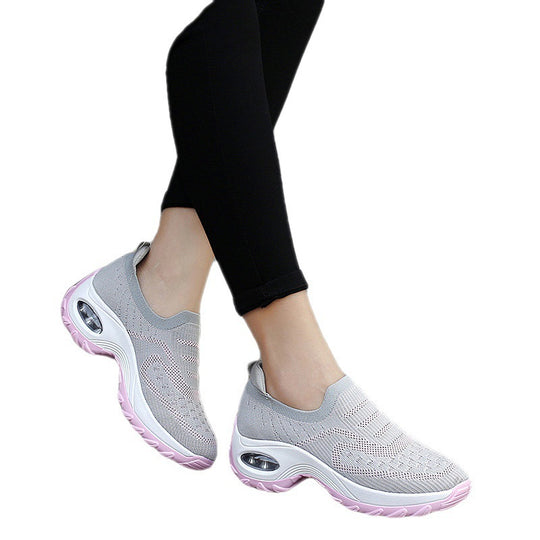 Damen bequeme Slip-On Sneakers mit elastischem Mesh-Obermaterial und luftgepolsterter Sohle EB