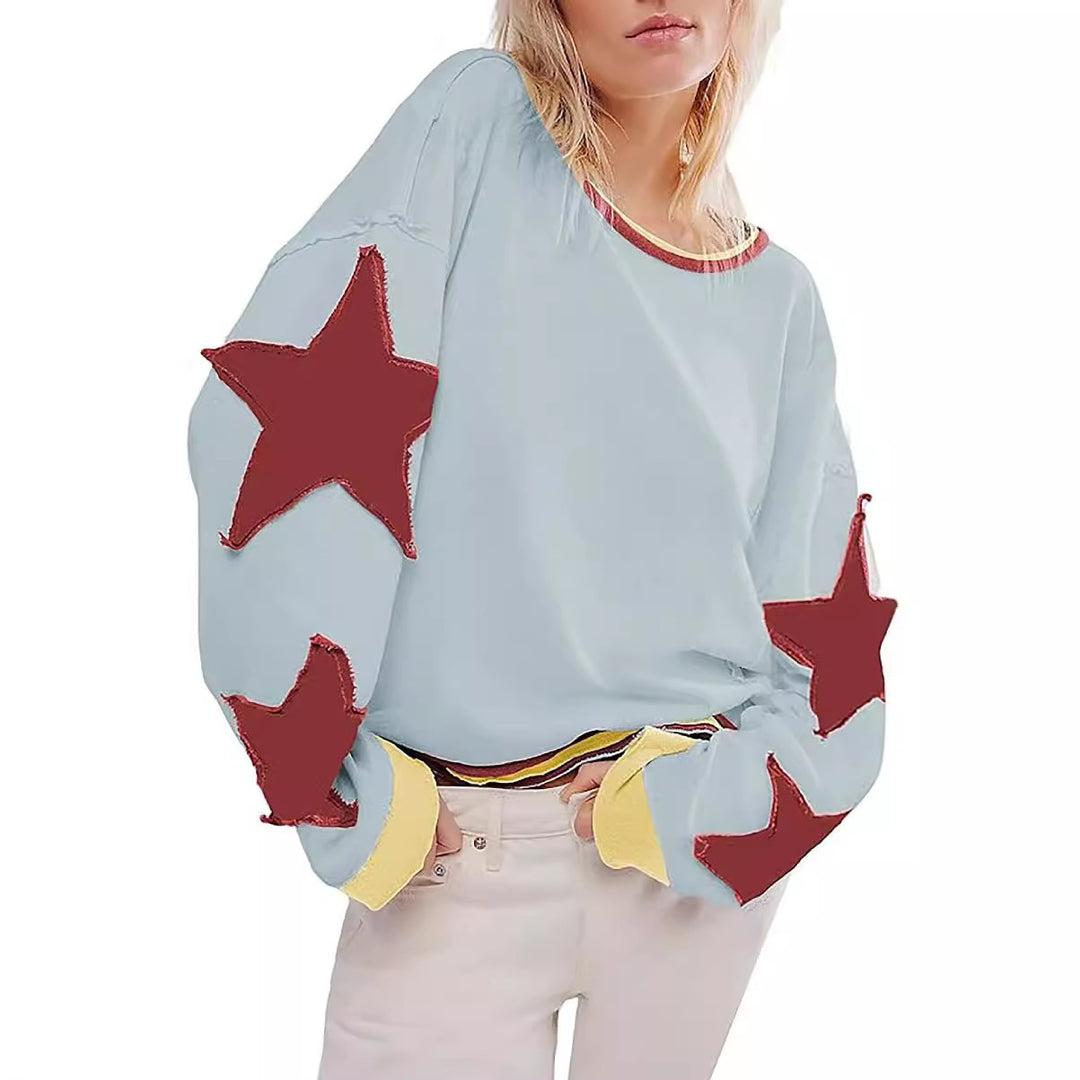 Damen lässiger Pullover mit Sternen-Design EB