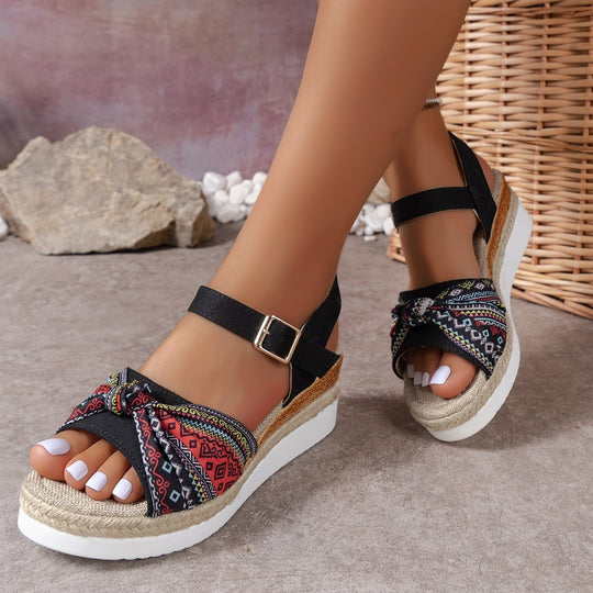 Damen Plateau-Sandalen mit modischem Riemendesign und komfortablem Fußbett EB