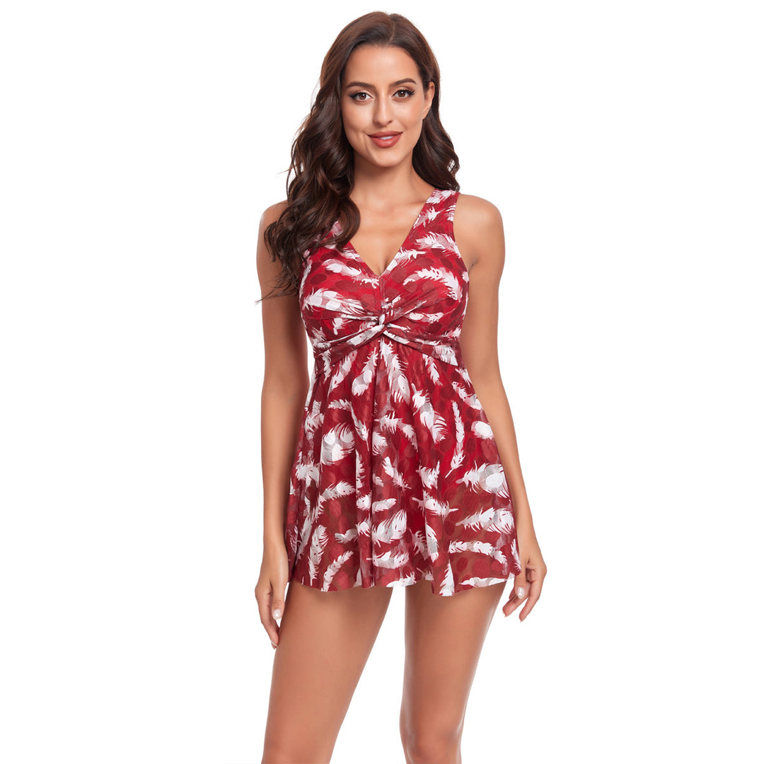 Damen Badekleid mit floralem Design und elegantem V-Ausschnitt EB