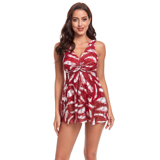 Damen Badekleid mit floralem Design und elegantem V-Ausschnitt EB
