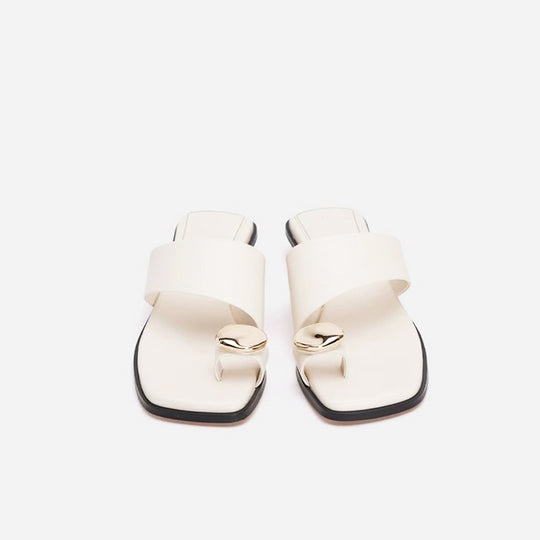 Damen Edle Zehentrenner-Sandalen mit glänzenden Akzenten EB