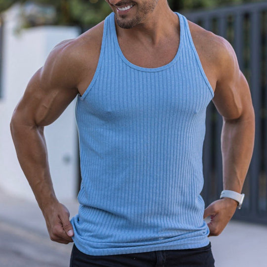 Herren nan geripptes Muskelshirt mit U-Ausschnitt und stretchigem Baumwollmix EB