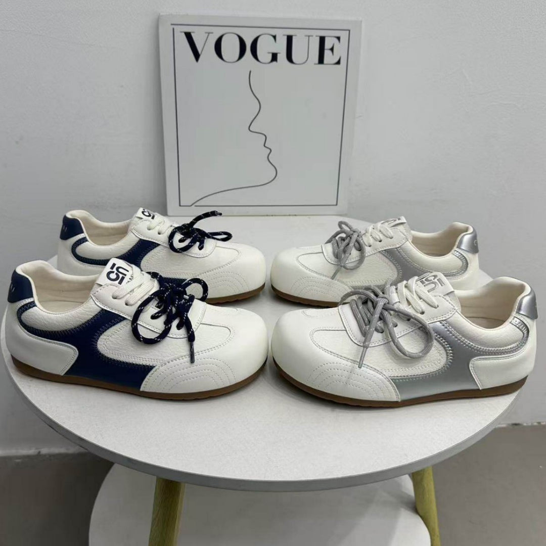 Damen Sportliche Sneakers mit modischer Lederverarbeitung und rutschfester Sohle EB
