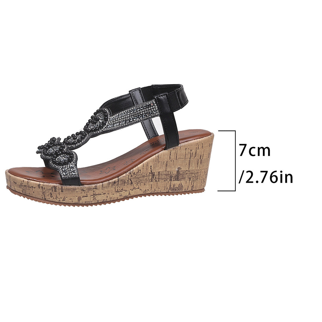 Damen Glamouröse Plateau-Sandalen mit Strassverzierung EB