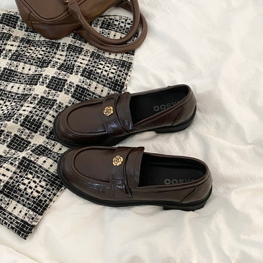 Damen elegante Mokassins mit dekorativer Schnalle EB