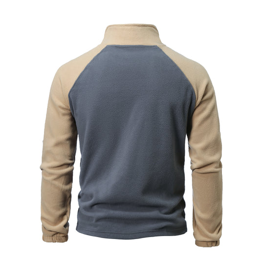 Herren Fleece-Pullover mit halbem Reißverschluss und praktischem Taschen-Design EB