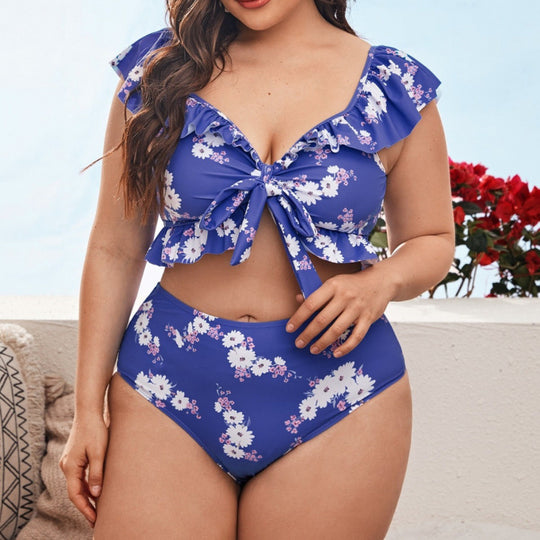 Damen Bikini-Set mit verspieltem Rüschendesign und floralem Muster EB