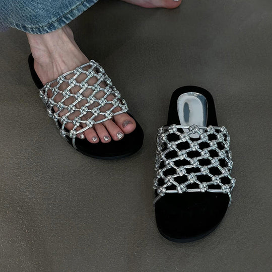 Damen Komfortable Clogs mit geflochtenem Design und gepolsterter Innensohle EB