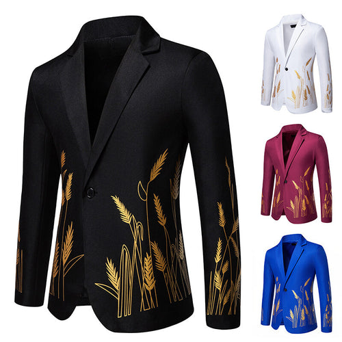 Damen Eleganter Blazer mit kunstvollem Pflanzenmuster und feiner Textur EB