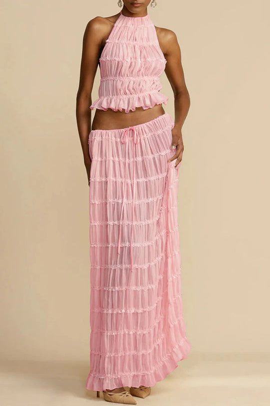 EB | Neckholder Spitzenweste langes Kleid Set