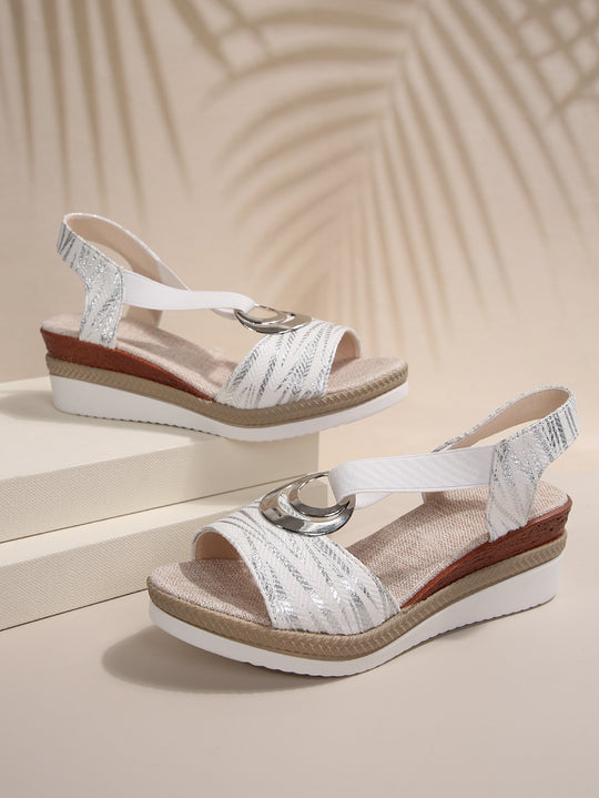 Damen Komfortable Plateausandalen mit modischem Schnallenakzent EB