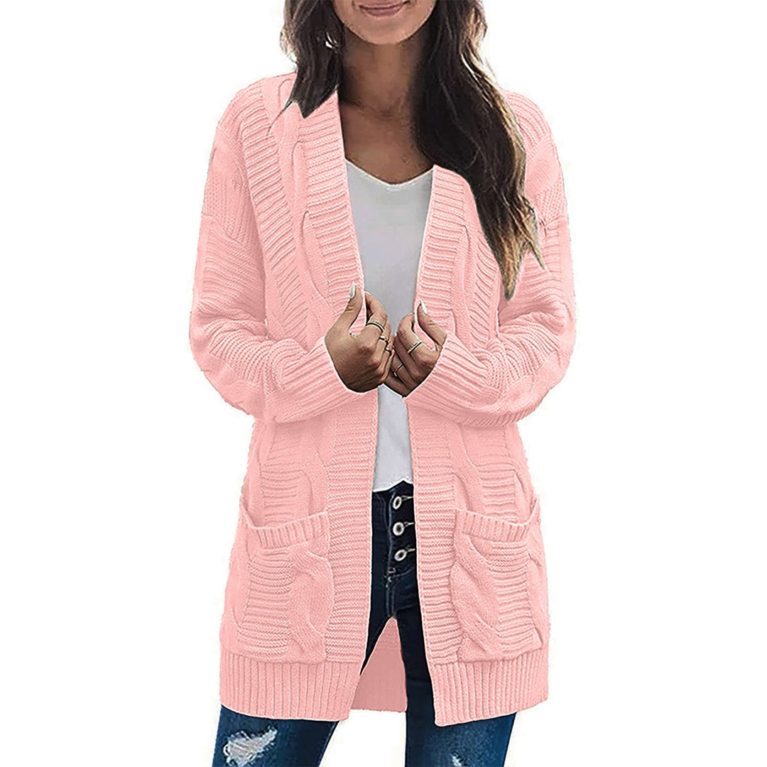 Damen Strickjacke Mit Tiefen Taschen und Strukturiertem Design EB