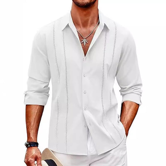 Herren elegante Langarmbluse mit feinem Streifenmuster EB