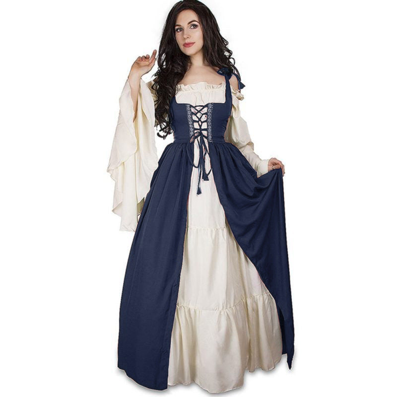 Damen historisches Kleid mit romantischem V-Ausschnitt und voluminösen Ärmeln EB