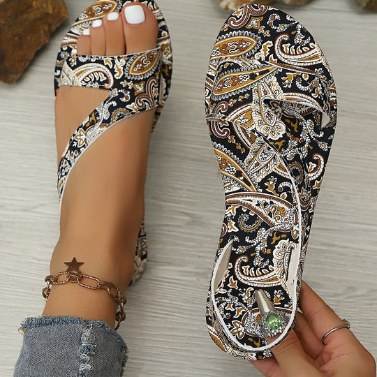 Damen Komfortable und modische Zehentrenner mit einzigartigem Paisley-Muster EB