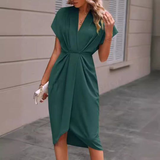 Damen Wickelkleid mit elegantem Drapierungsdesign EB