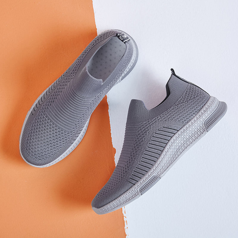 Damen Komfortable Slip-On Sneakers mit atmungsaktiver Strickoberfläche EB