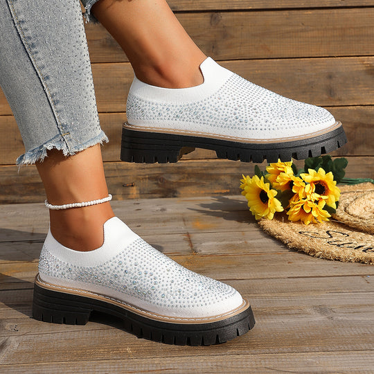 Damen Glitzernde Slip-On Sneakers mit verstärkter Sohle EB