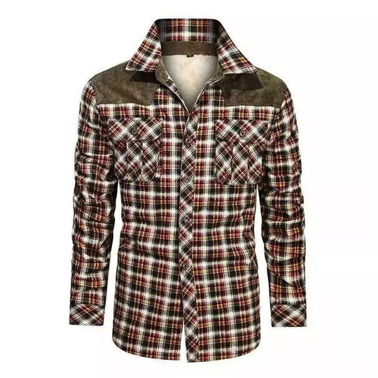Herren warme Flanellhemdjacke mit gefütterten Taschen EB