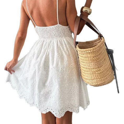Damen Sommerkleid mit Lochstickerei EB