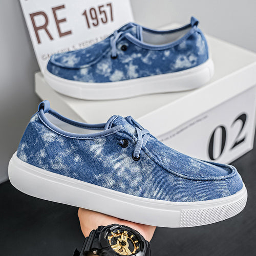 Damen lässige Slip-On Sneakers aus atmungsaktivem Denim mit elastischem Einschlupf EB