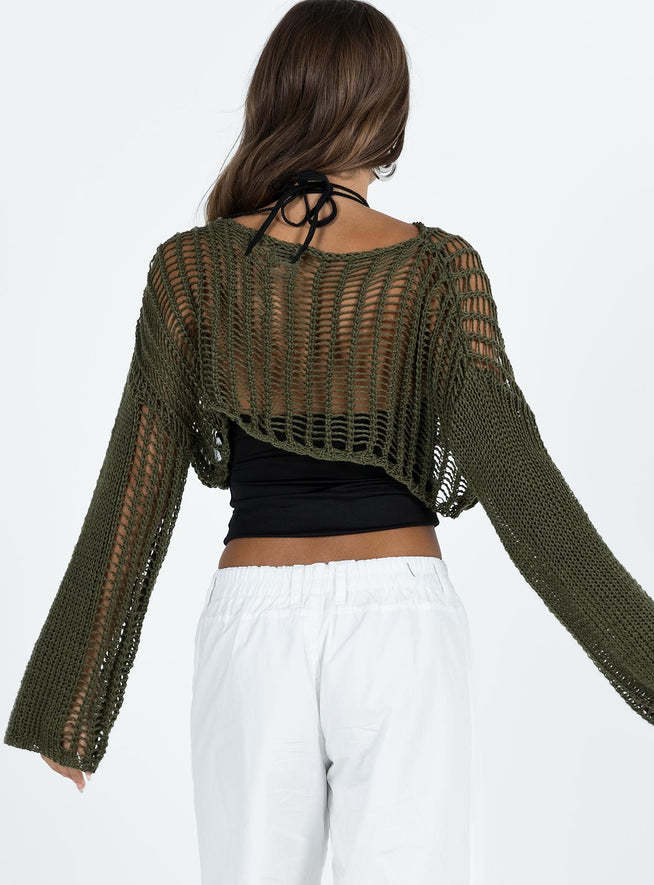 Damen luftige gehäkelte Strickjacke mit weiten Ärmeln EB
