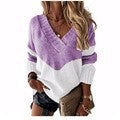 Damen nan V-Ausschnitt Strickpullover mit Chevron-Muster und Oversize-Schnitt EB
