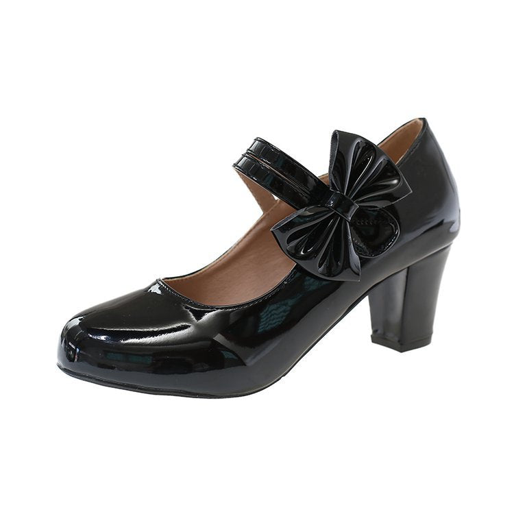 Damen elegante Mary Jane Pumps mit Schleifenakzent EB