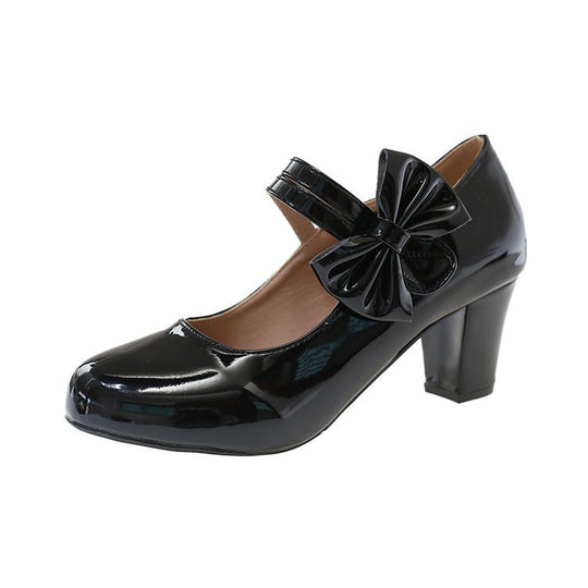 Damen elegante Mary Jane Pumps mit Schleifenakzent EB