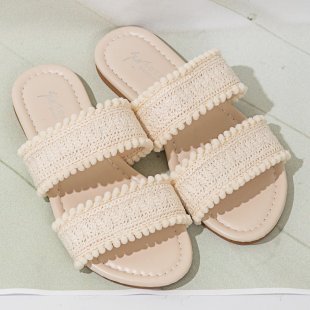 Damen Relaxed Riemensandalen mit floraler Häkel-Optik EB