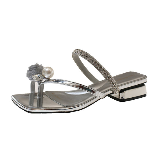 Damen Glamouröse Riemchen-Sandalen mit funkelnden Details EB