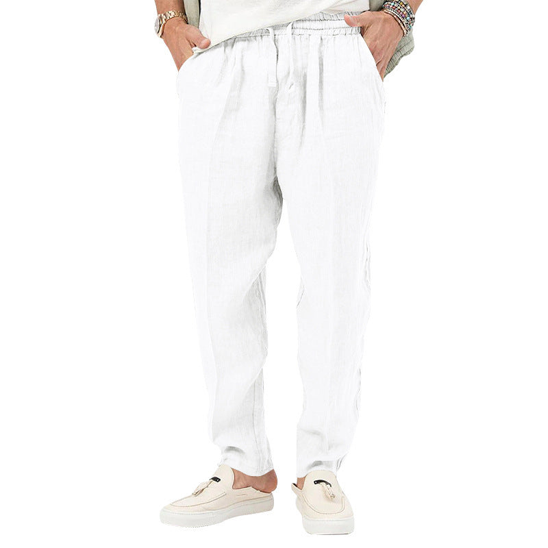 Herren Leichte Leinenhose mit elastischem Bund und praktischen Eingrifftaschen EB