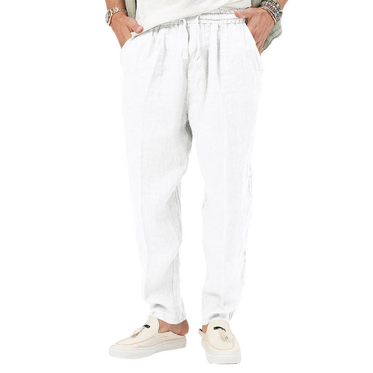 Herren Leichte Leinenhose mit elastischem Bund und praktischen Eingrifftaschen EB