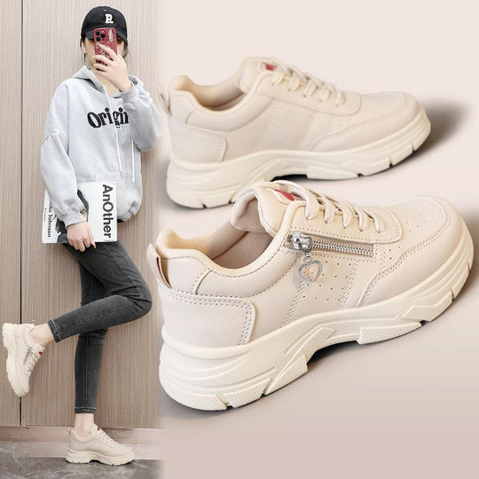 Damen Sportliche Chunky Sneakers mit Reißverschluss und rutschfester Sohle EB
