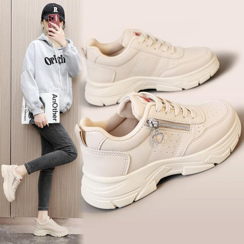 Damen Sportliche Chunky Sneakers mit Reißverschluss und rutschfester Sohle EB