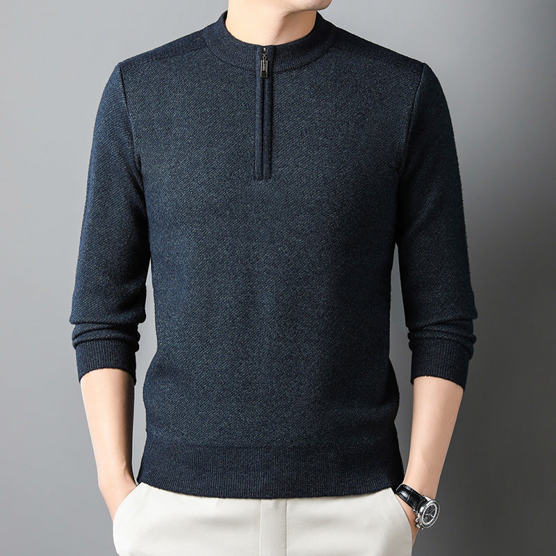 Herren Pullover mit halbem Reißverschluss und strukturiertem Design EB