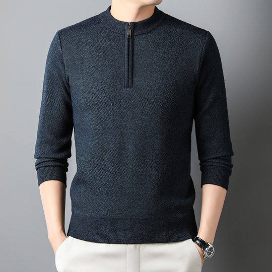 Herren Pullover mit halbem Reißverschluss und strukturiertem Design EB